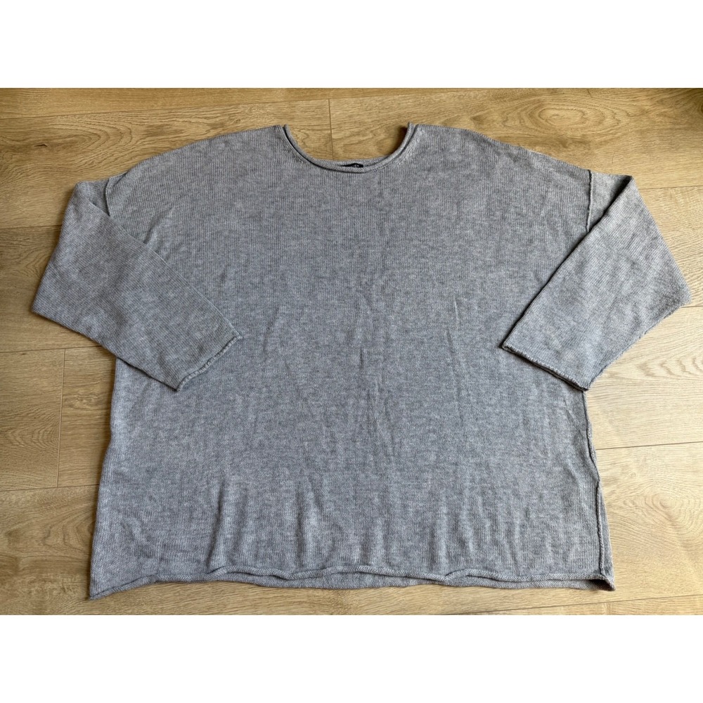 EUC Eileen Fisher gray organic cotton tencel lyocell blend knit sweater size 1X